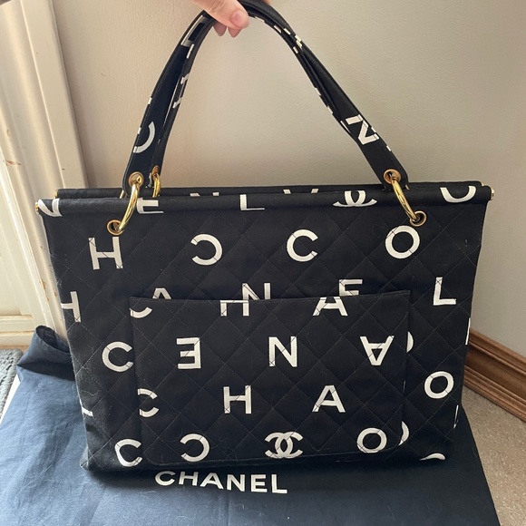 SOLD Chanel 1997 Canvas Letters Logo Tote - Picture 1 of 16